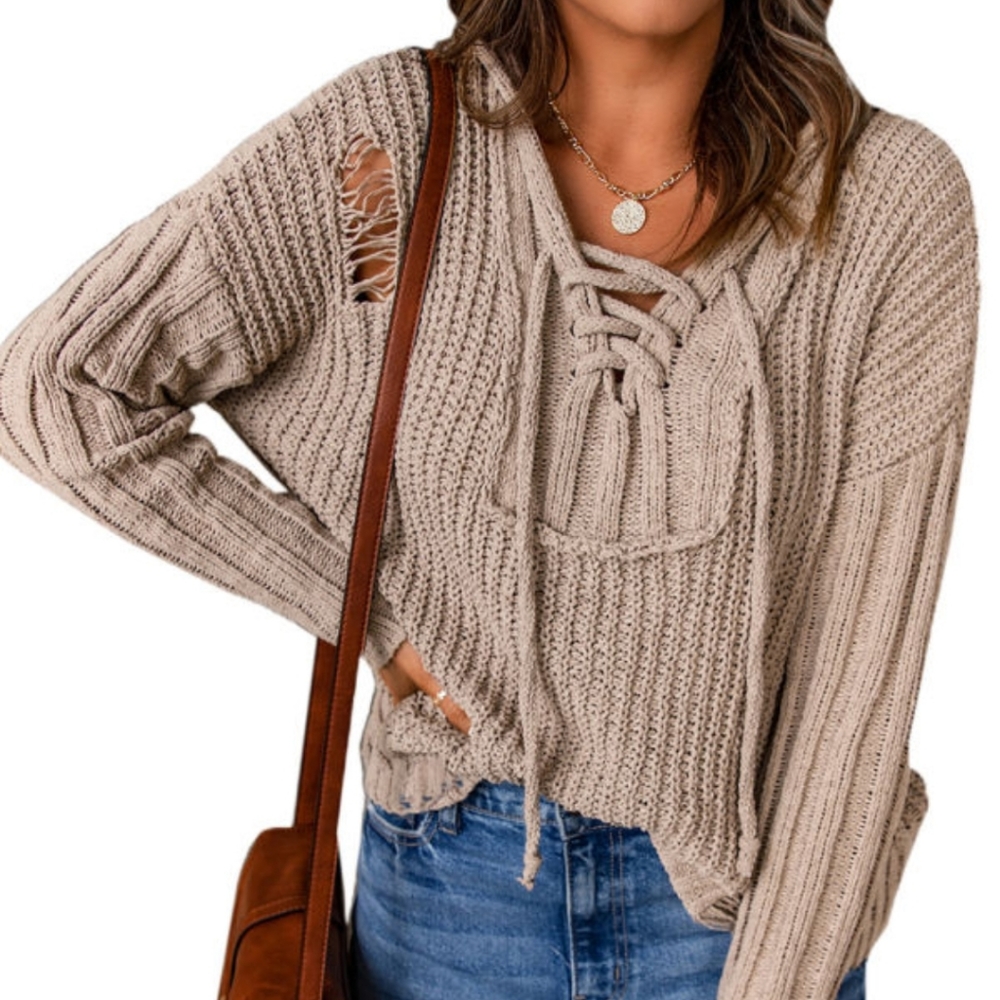💜 New Distressed Sweater - Picture 1 of 9